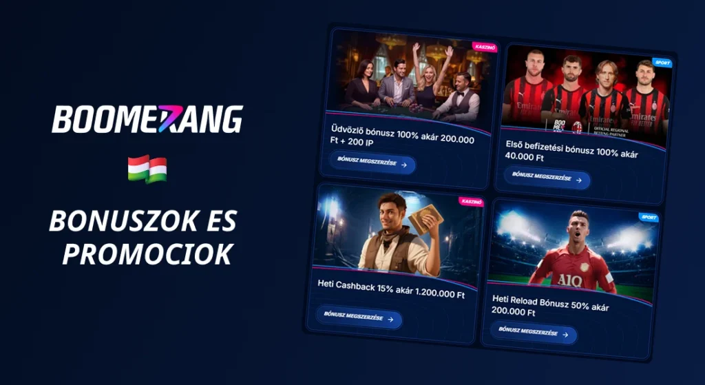 BoomerangBet bónuszok és promóciók
